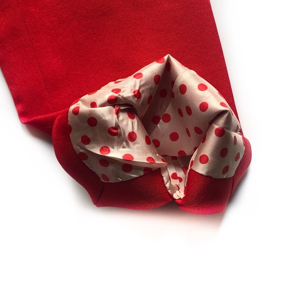 Doe & Rae Red Blazer with Polka Dot Lining Perfect for the Holidays - Picture 7 of 14